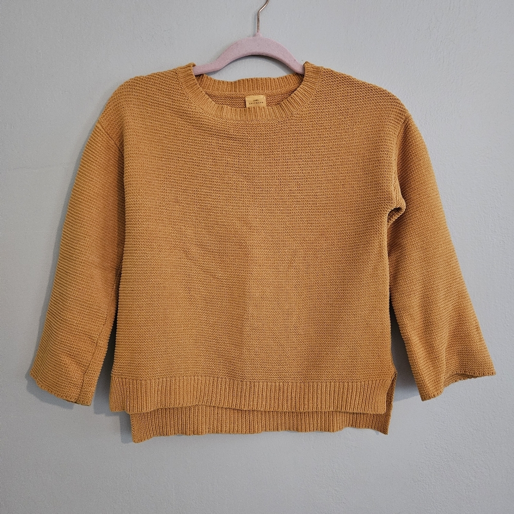 Zara Knitwear Kid's Mustard Crew Neck Sweater Preppy Playful Classic 9 Years